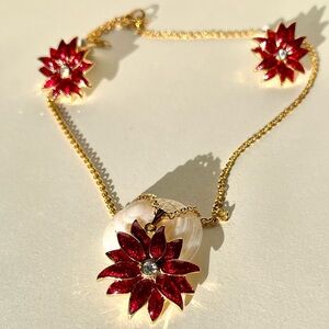 Vintage Poinsetta Necklace and Earring Set